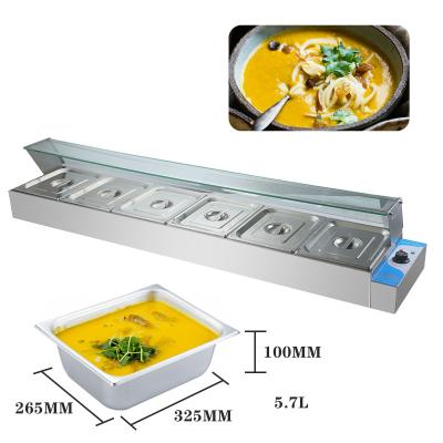 Cina 2KW in acciaio inossidabile commerciale 6 Pan Bain Marie con copertura di vetro in vendita