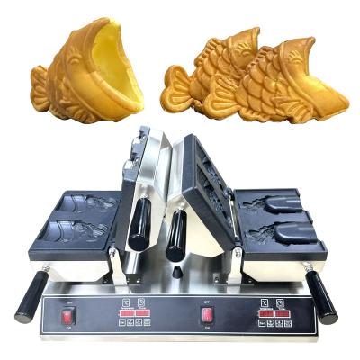 China Double Waffle Maker Ice Cream Machine with Open Mouth Fish Shape and Timer 0-10 minutes for sale