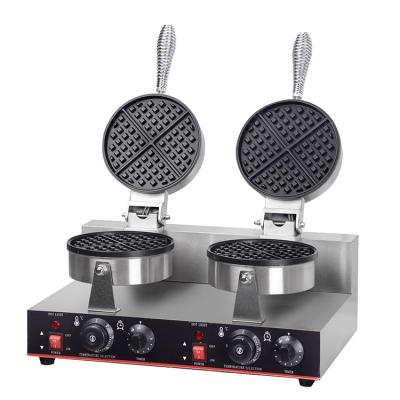 China Temperature Controlled Waffle Making Machine Double Head Stainless Steel Waffle Makers for sale