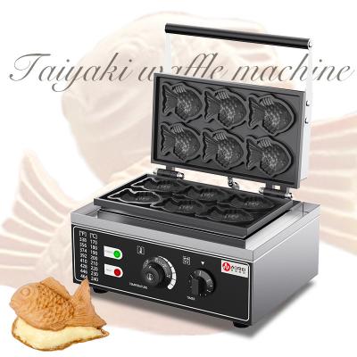 China 385*275*230mm Commercial 6pcs Mini Fish Shape Waffle Maker Peixe de Ouro Taiyaki Machine à venda