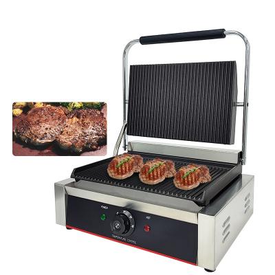 China 220V Commercial Electric Cast Iron Contact Sandwich Panini Press Maker Grill Griddle Machine for sale