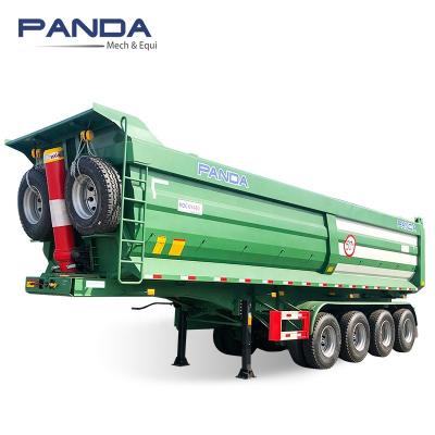 China Truck Trailer Half Pipe 4 Axle 45 Cubic Meters Dump Trailer Tipper Tipping Semi Trailer For Scrap Or Grain Transport for sale