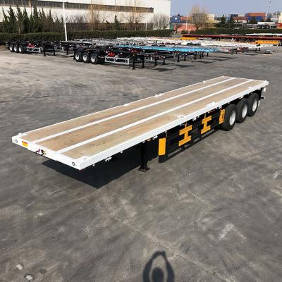 China Truck Trailer Custom 2 Axle 40 Ft 48 Feet Container Shipping Trailer Flatbed Trailor Flatbed Semi for sale