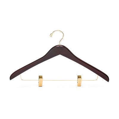 China Behind Doors/On Walls Hangers for Clothes Multifunction Wooden Trouser Hangers with Clips Store Shop Display Coat Hanger Skirt Wood Rack for sale