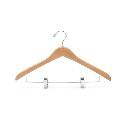 China Behind Doors/On Walls XINDA Clothing Store Hanger Custom Logo Boutique Wood Suit Hangers Clips for sale