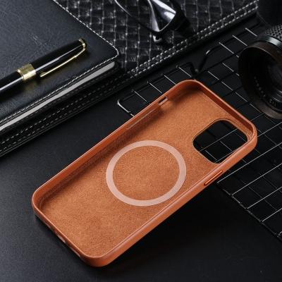 China 2021 bags and animations leather auto magsaf case magsaf magnet PU phone 12 leather cell phone case for iPhone 12 13 for sale