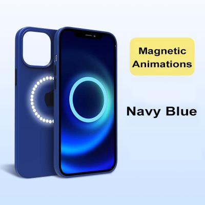 China Mini Cell Phone Hot Sale iphone13 Magnetic Liquid Silicone Back Cover Shockproof Mobile Animation Case For iPhone 12 13 Pro Max Phone Case for sale