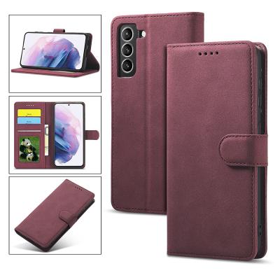 China Anti-fall S21 plus luxury matte PU RFID card slot flip leather mobile wallet for samsung galaxy s21 ultra 5g phone case for sale