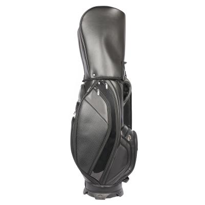 China High End Series Golf Cart Bag High End PU Series Golf Bag Black Leather Golf Cart Bag For Golfer Outdoor Indoor Use for sale