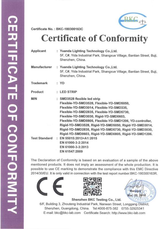 CE - Dongguan Yuanda Century Lighting Technology Co., Ltd.