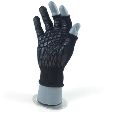 China Polyester IQ Three Finger Exposed PVC Non-slip Working Safe Gloves for sale