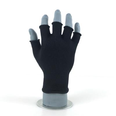 China Hot Sale QI Half Finger Anti-cut Exposed Non-slip PVC Half-finger Knitted Gloves For Women Knit Work Mashine Hand Gloves for sale