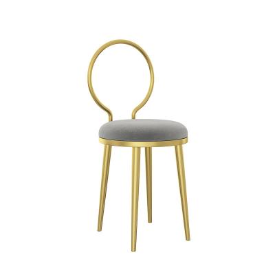 China Stable Velvet Cocktail Chair Stool Make Up Back Chair Rest Chair With Gold Metal Legs for sale