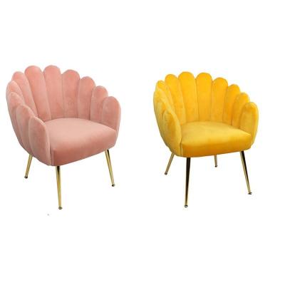 China Modern Luxury Dining Chair Reclining Shell Sofa Chair With Gold Legs Chair Velvet Armrest for sale