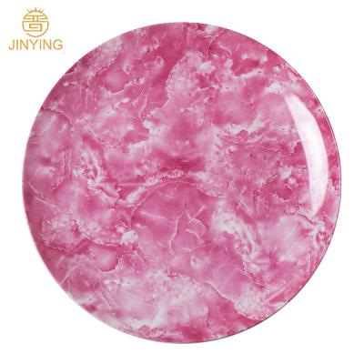 China Viable Charger Dish Fancy Marble Wedding Rose Bone China High Quality Dinner Dish For Event Home Decor for sale