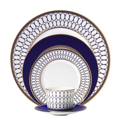 China Viable wholesale high quality homeware dinnerware sets navy blue bone china dinner set dinnerware sets for sale