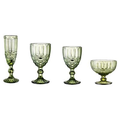 China China CLASSIC wholesale bulk supplier embossed colored crystal glass goblet red wine cups sets for wedding for sale