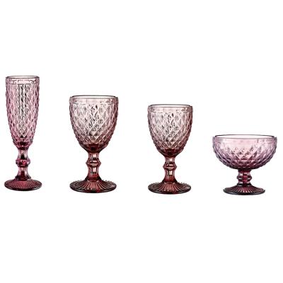 China Fashionable/Modern/Healthy Embossed Colorful Vintage Wine Glass Goblets Wholesales for sale