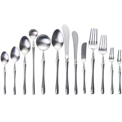 China Sustainable Silver Flatware Set Dinner Spoons Knife Stainless Steel Forks And Cutlery for sale