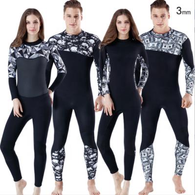 China Adult Wholesale Print Back Zipper Diving Surfing Sleeve Long For Neoprene One Piece Snorkeling Wetsuits 3mm Men Women Full for sale