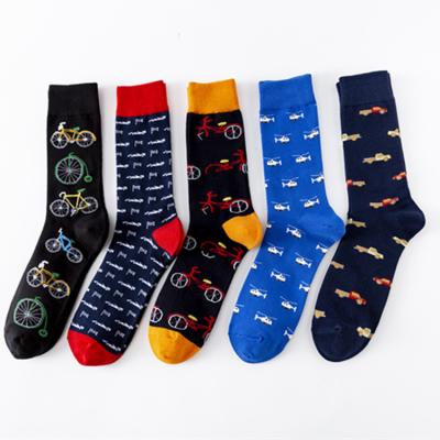 China New Socks Sporty Colorful Fashionable Mid-Rise Cotton Socks Men's Large Size Socks Bicycle Pattern Socks for sale