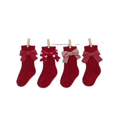 China Breathable Baby Socks Winter Thickened Warm Newborn Baby Socks Red New Year Socks for sale