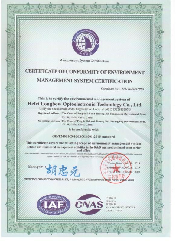 ISO14001 - Hefei Longbow Optoelectronic Technology Co., Ltd.