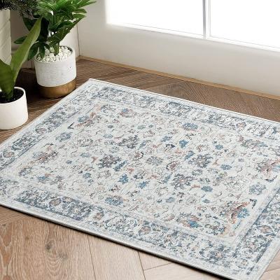 China Area Rug Washable Traditional Floral Print Indoor Rug For Bathroom Mat Bedroom Living Room for sale