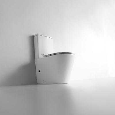 China European High Grade Floor Rimless Washdown Bathroom Double-Flow WC Two Piece WC Toilet for sale