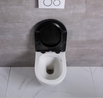 China European Popular Concealed Cistern Wall Hung Bidet Toilet Modern Wall Hung WC Black Seat Cover for sale