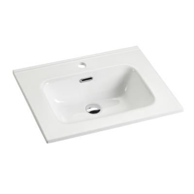 China Rectangle Polished Elegant White Ceramic Wash Basin With Single Hole Wash Basin For Bathroom for sale