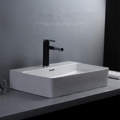 China Wholesale Easy Clean Wash Basin Square Shape Ceramic Bathroom Stop Basin Countertop for sale