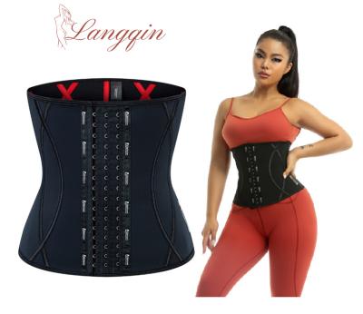 China LANGQIN 9 Antibacterial Steel Bone Women Fitness Sport Latex Waist Trainer Custom Made Cincher for sale