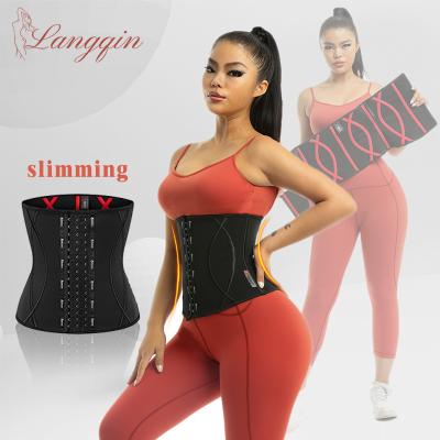 China LANGQIN Antibacterial Stomach Slimming Belt Xtreme Power Girdles Waist Cincher Body Shaper 9 Bone Latex Steel Waist Trainer for sale