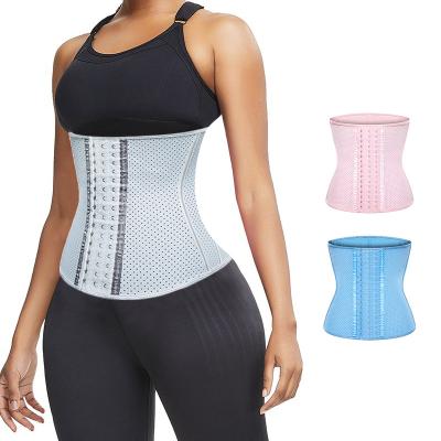 China Langqin Antibacterial Women Slimming Shaper 3 Hooks Waist 100% Steel Corset 9 Trianer Bone Latex Hot Sweat for sale