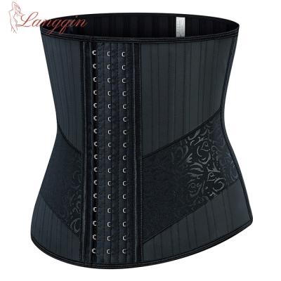 China Logo Accept Private Label Customized Antibacterial 25 Steel Bone Latex Waist Trainer Bare Trimmer Black Universal for sale