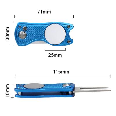 China Promotional Gifts Souvenir Gifts Golf Accessories Mixed Color Switchblade Metal Golf Repair Digging Tools With Custom Magnet Golf Ball Marker for sale