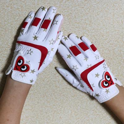 China Junior Soft Cotton Feel Comfortable Customizable Logo Camo Left Hand Match Leather Mitt Kid Colorful Faraway Golf Glove With Magnetic Ball Marker for sale