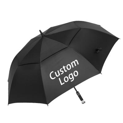 China Customized Big Customized Double Layer Colorful Windproof Customized Special 68 Inch Luxury Custom Photo Golf Umbrella With Solid Wood Wooden Handle for sale