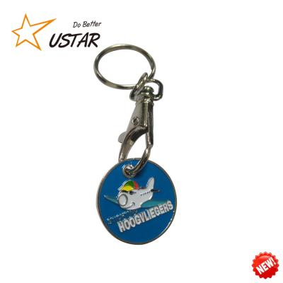 China Custom Decoration/Souvenir Iron Enamel Soft Trolley Coin Trolley Key Ring For Shopping Locker for sale