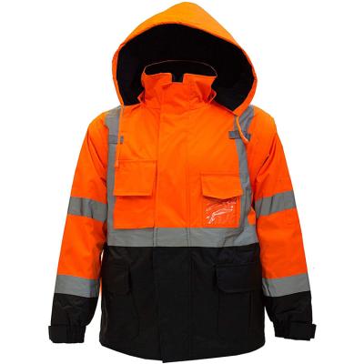 China Fashion New Design Hi Vis Reflective Customize Logo Security High Visibility Reflective Safety Company Water Proof Jacket Uniform For Winter for sale