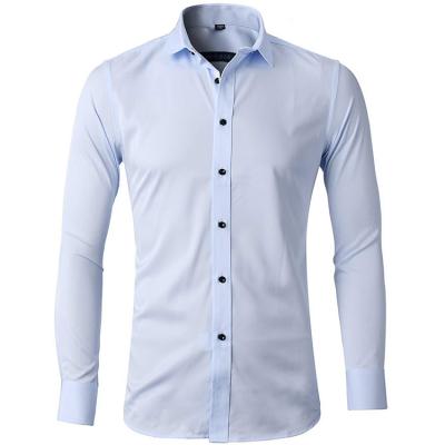 China Wholesale Newest Fashion Polin Business Mens European Size Dress Shirt Wrinkle Free Anti-pilling High Quality Pure Cotton Formal Long Sleeve for sale