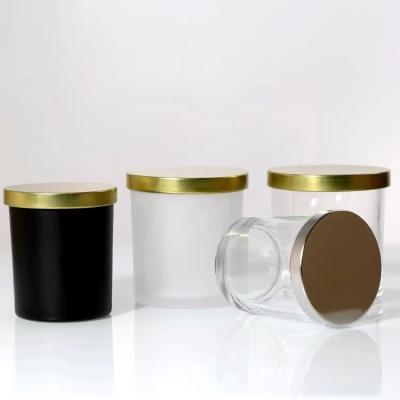 China Factory direct sale 200ml 320ml 430ml Matte Clear Glass Candle Jar home decoration with lid for sale