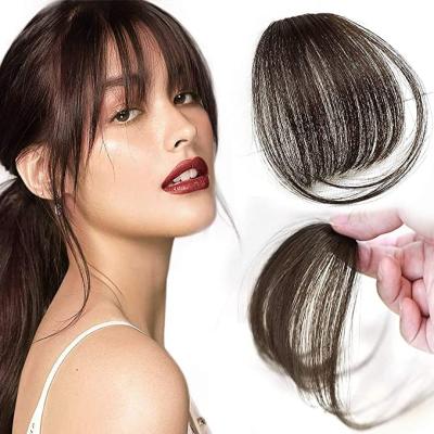 China Brazilian Thin Straight 3D Air Hair Bangs Straight Neat Bangs Cut In Hair Extensions Remy Hair Headband Handmade Bangs for sale