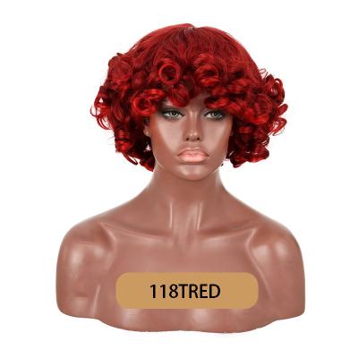 China DIFEI Short Afro Hair Black Curly Curly Medium Part Wig Cosplay Wigs 12 Inch African Style Brown Synthetic Wigs For Wome SW133 for sale