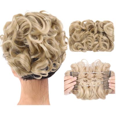 China DIFEI Long Chignons Curly Synthetic Hair Ponytails Messy Bride Hair Bun Clip On Ponyail Extensions Wig Hair Pieces For Women Q8 for sale