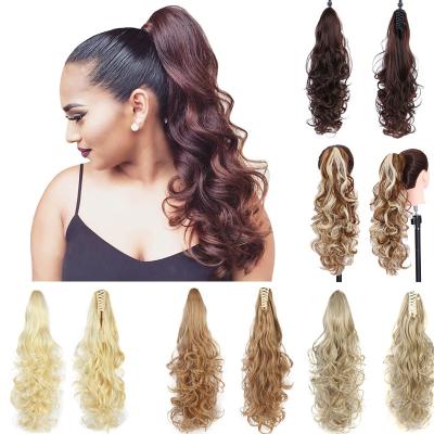 China DIFEI Synthetic Long Wavy Claw On Ponytail Rise Ponytail Hair Extension Clip On Ponytail Women Wig Can Curly C06 for sale