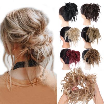 China DIFEI 45g High Temperature Fiber Hair Band Hair Bun Bun Messy Synthetic Hair Extension Elastic Band Hair Wig For Women for sale