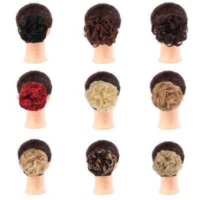 China DIFEI Synthetic Hair Women Curly Chignon For White Synthetic Hairbun Hair Bun Extension Hair Pieces Adjustable Size Fake Chignon Elastic Band for sale