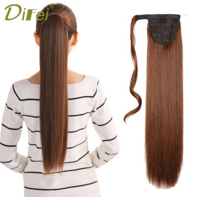 China DIFEI 22inch Long Ponytail Regular Straight Nature Wave Synthetic Ponytail Wrap Around Clip In Wigs For Women Hair Extensions for sale